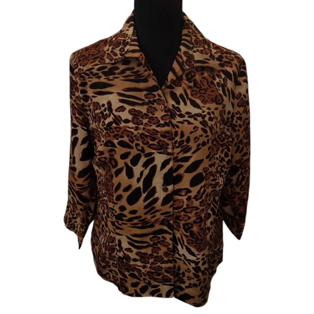 Notation Animal Print Jacket Leopard Tiger Button… - image 6